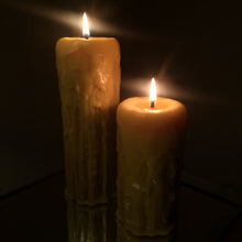 Load image into Gallery viewer, Molten Gold Small and medium  candle lit
